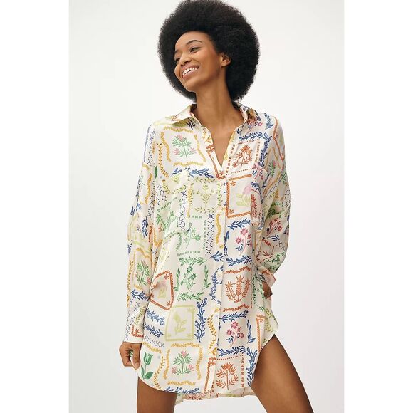 Anthropologie Dresses & Skirts - Anthropologie Corey Lynn Calter Long-Sleeve Printed Mini Shirt Dress Size S